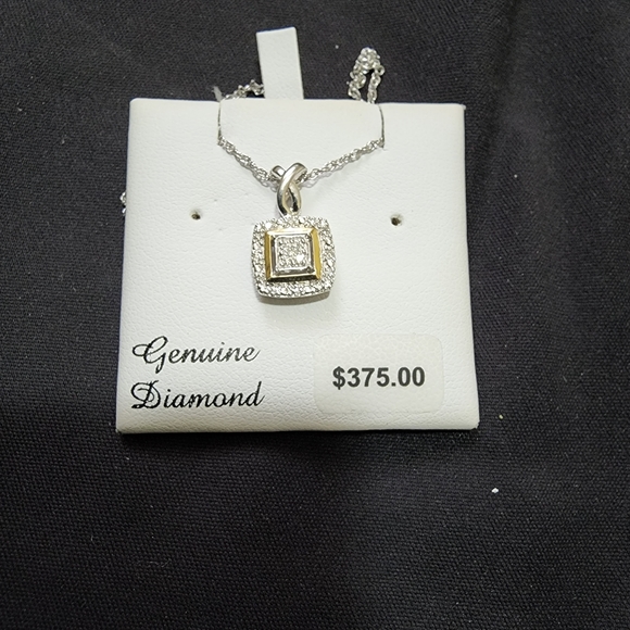 14k and sterling silver pendant and chain with genuine diamonds - Picture 3 of 3